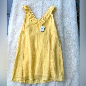 New with tags, Faherty yellow linen shirt dress, sz medium. Perfect for spring!